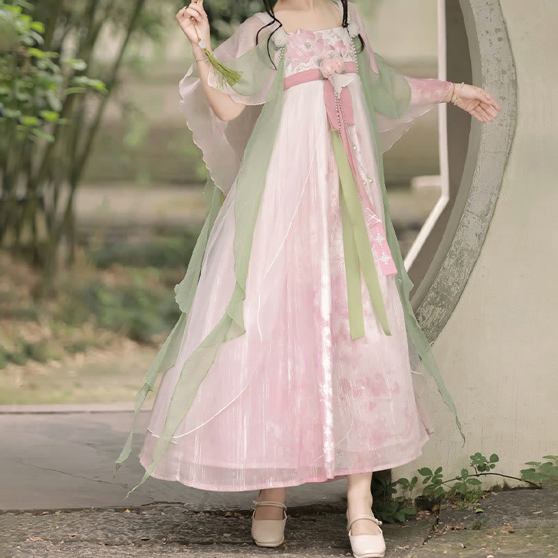 Floral Mesh Dress Hanfu Costume