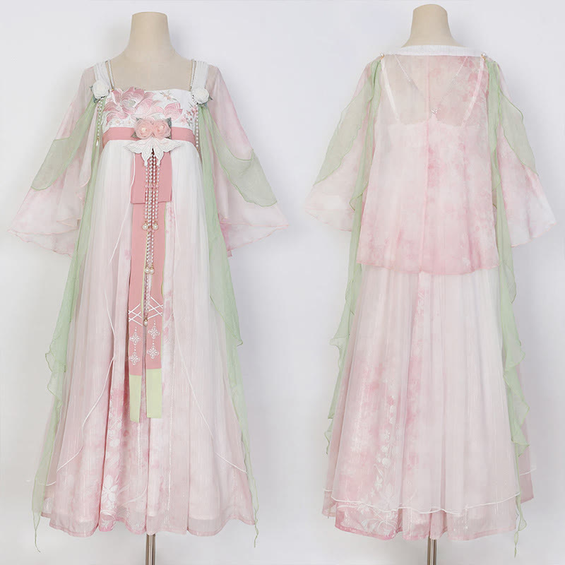 Floral Mesh Dress Hanfu Costume