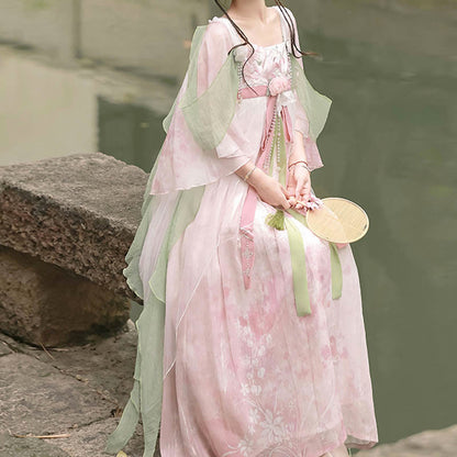 Floral Mesh Dress Hanfu Costume