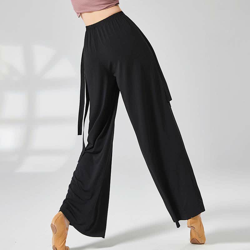 Flowy Lace Up Wide Leg Casual Pants