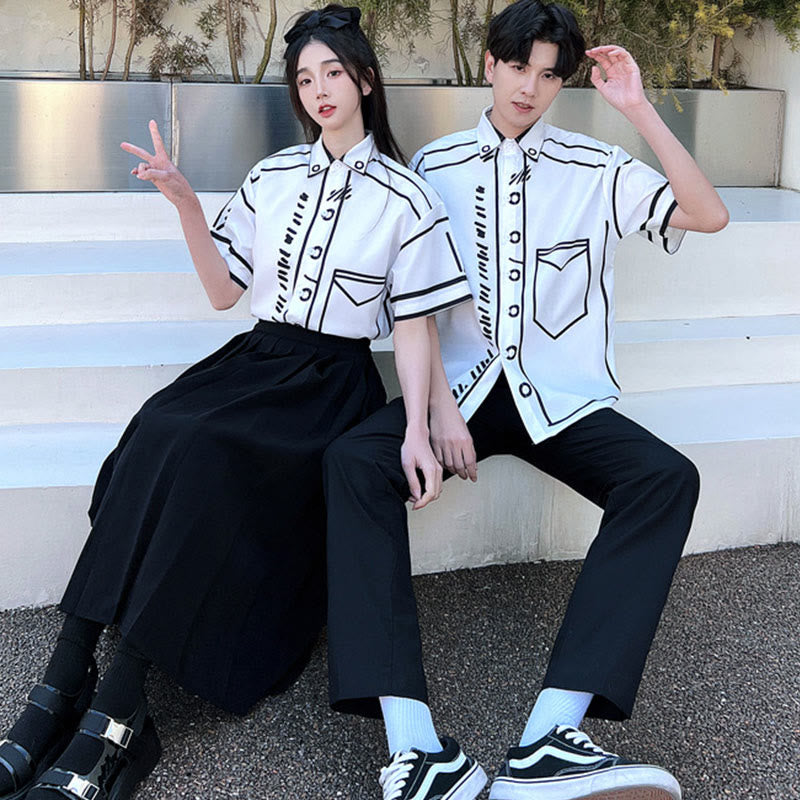 Couple Grafitti Print T-Shirt Skirt Pants