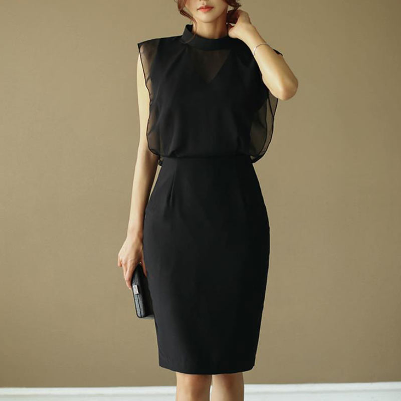 Classy Elegant Mesh Black Dress