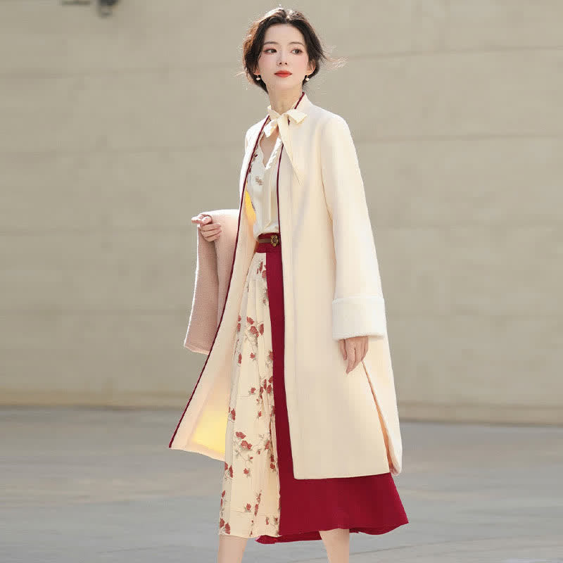 Vintage Rose Embroidery Outerwear Shirt Skirt