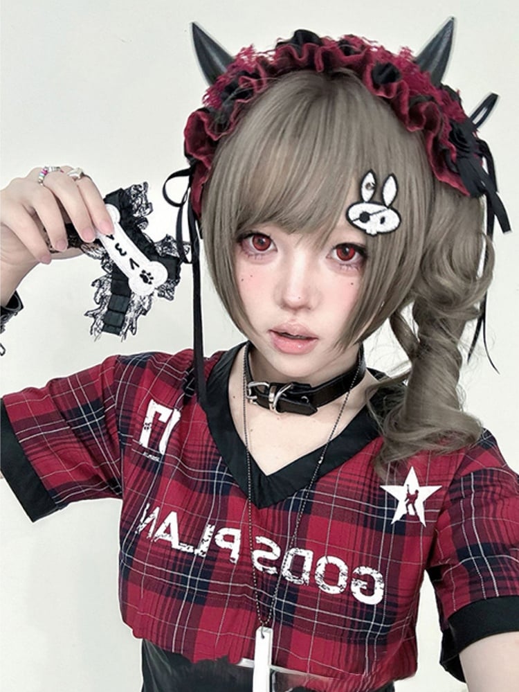 Gray 30CM Clips With Ponytail Synthetic Brown Length Double Wig Claw