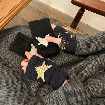 Star Knitted Fingerless Gloves