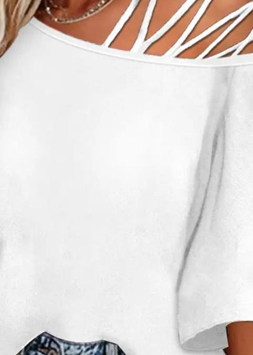 2025 Hollow Loose Black Top Sleeve Out Batwing New