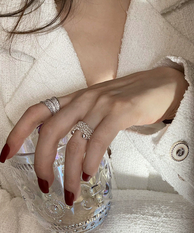 Wrinkled Two Set New 2025 Silk Piece Silver Rings Sterling