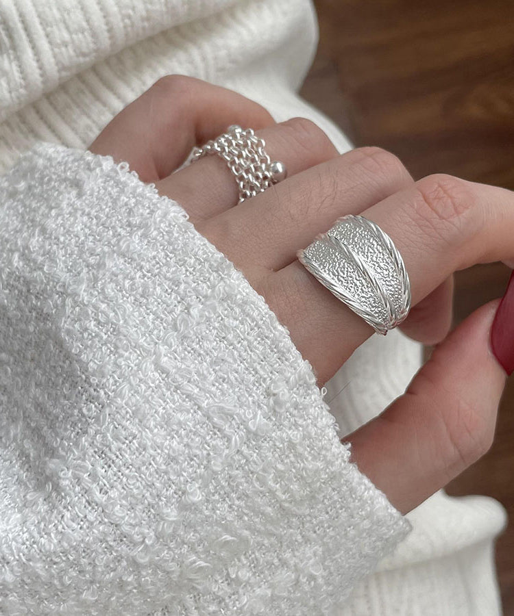 Wrinkled Two Set New 2025 Silk Piece Silver Rings Sterling