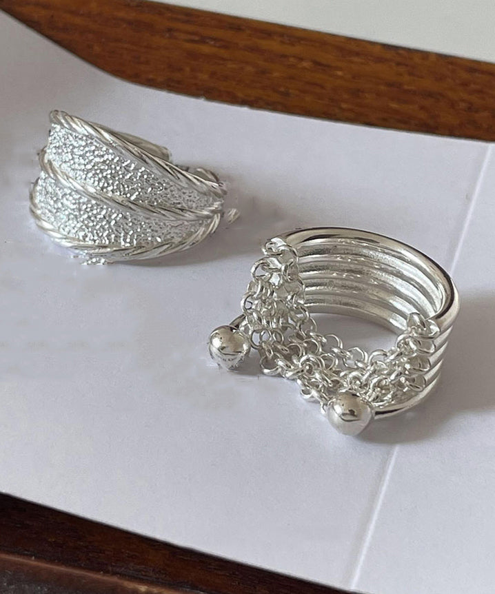 Wrinkled Two Set New 2025 Silk Piece Silver Rings Sterling