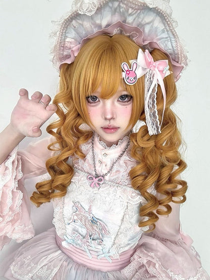 30CM With Length Yellow Clips Ponytail Synthetic Wig Double Claw