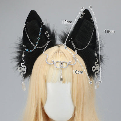 Black Snake Chain Fox Ears Furry Headband