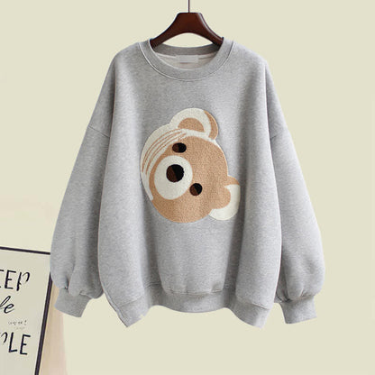 Cute Bear Sweatshirt Draw String Casual Pants