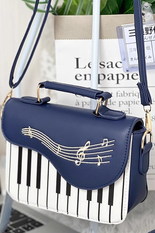 Blue Piano Note Music Shoulder Bag