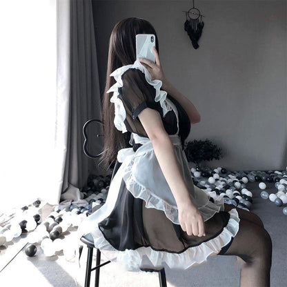 Kawaii Sexy Maid Apron Stockings Lingerie Dress