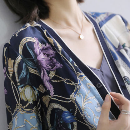 Retro Blue Bird Printed Shirt