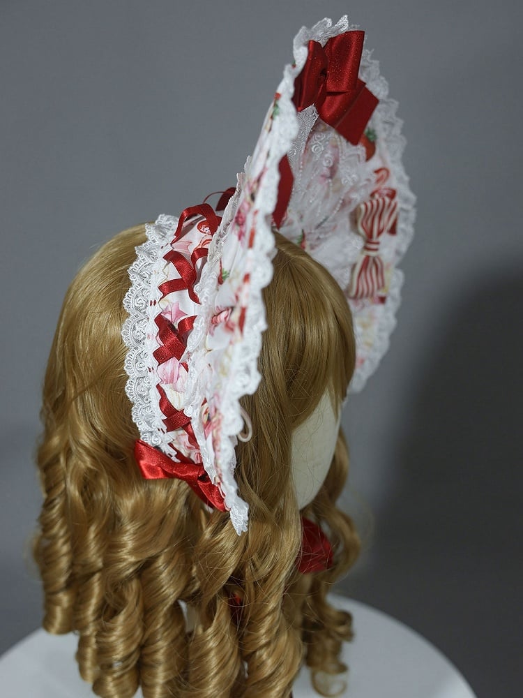 / White Lolita Bonnet Yellow Pink Sweet