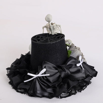 Black Floral Halloween Skeleton Mini Hat