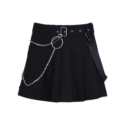 Black Dark Pocket T-Shirt Skirt Set