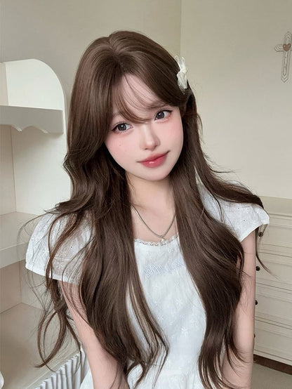 Length Brown 71CM Air Wig Wavy With Bangs