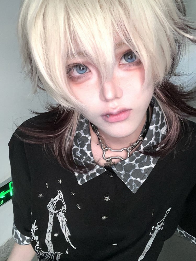 Color White 43CM Short Brown And Wig With Length Air Bangs Ouji Hair Ombre