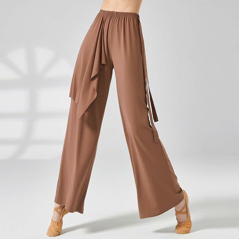 Flowy Lace Up Wide Leg Casual Pants