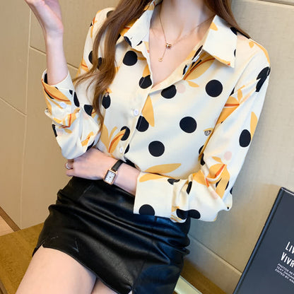 Vintage Polka Floral Print Casual Shirt