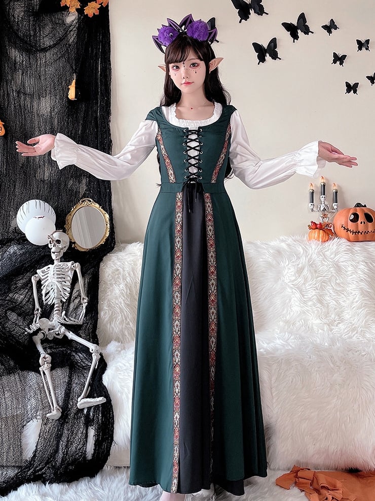 Halloween Costume Vintage Green Dress