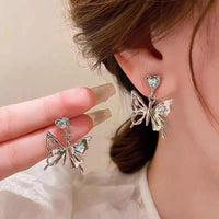 Crystal Inlaid Dangling Butterfly Earrings Wonderland Case