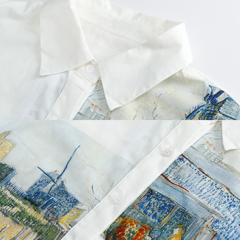 Vintage Painting Blue House Shirt