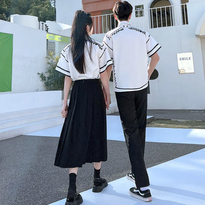 Couple Grafitti Print T-Shirt Skirt Pants