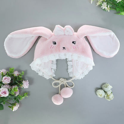 Cartoon Bunny Bear Ears Lace Lolita Plush Hat