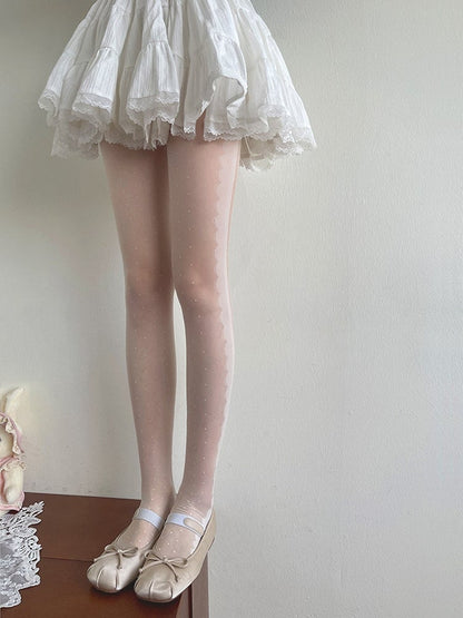 Tights Pattern Polka-dot Lolita White