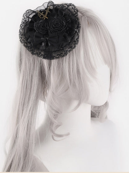 Swords Black Rosettes Lace Hairclip