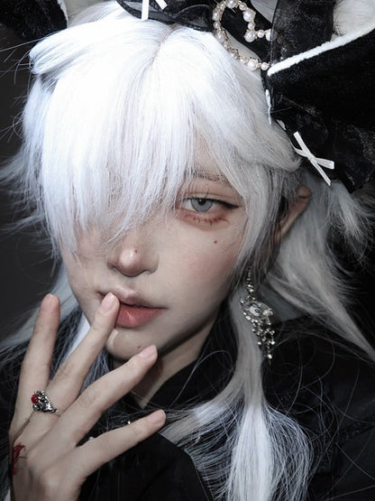 Bangs With White 64CM Wig Full Length