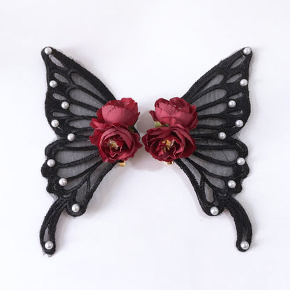 Pince à cheveux élégante en forme de papillon et de rose, accessoire pour cheveux d'Halloween