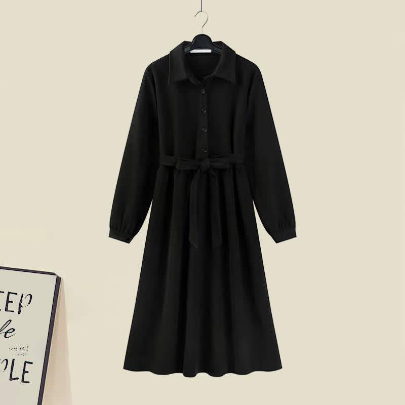 Bear Ears Hooded Cardigan Sweater Belted Lapel Dress