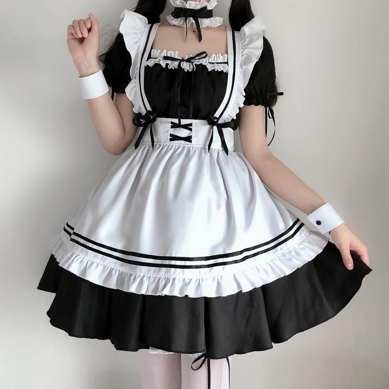 Lolita Seven Piece Ruffled Maid Dress