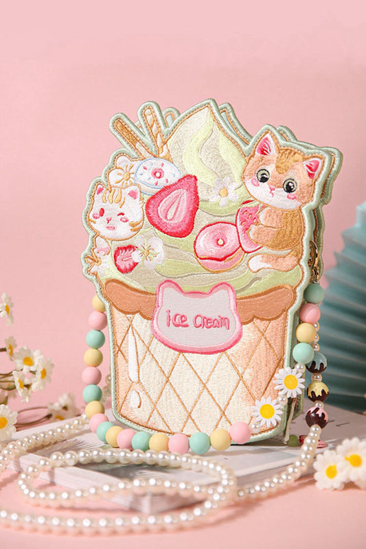 Multi-Color Ice Cream Cat Crossbody Bag