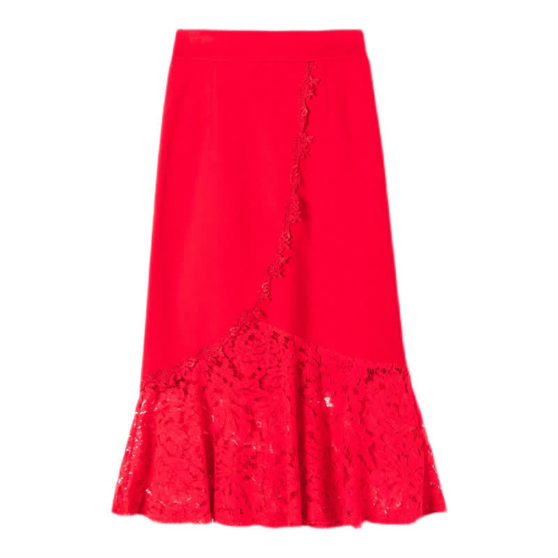 Elegant Lace Stitching Skirt