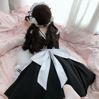 Bow Tie Lolita Maid Ruffle Costume Dress