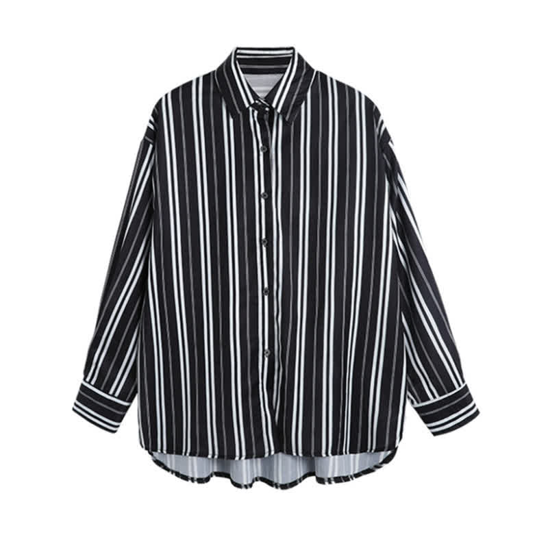 Stripe Print Long Sleeve Chiffon Shirt Workwear