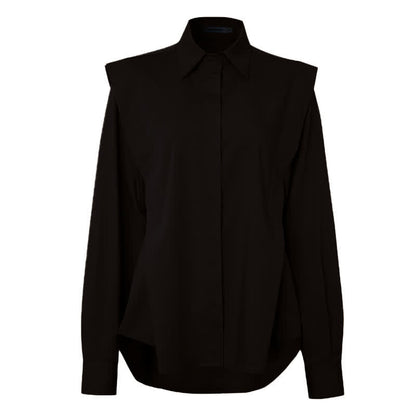 Elegant Lapel Long Sleeve Shirt Workwear