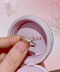 Sliver Pink Crystal Heart Ring Wonderland Case