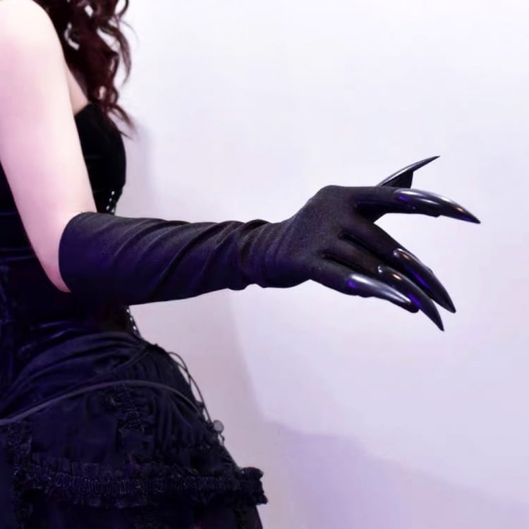 Gothic Punk Black Halloween Gloves