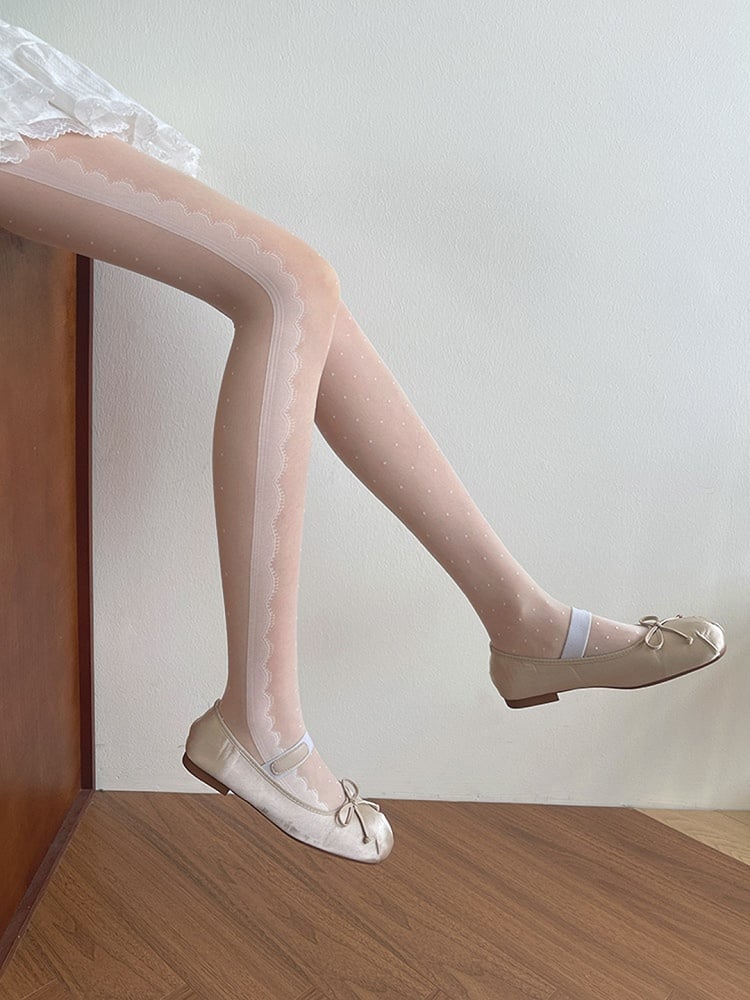 Tights Pattern Polka-dot Lolita White