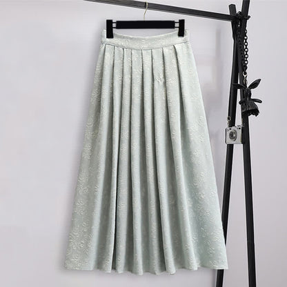 Hanfu Jacquard Buckle Shirt Pleated Skirt