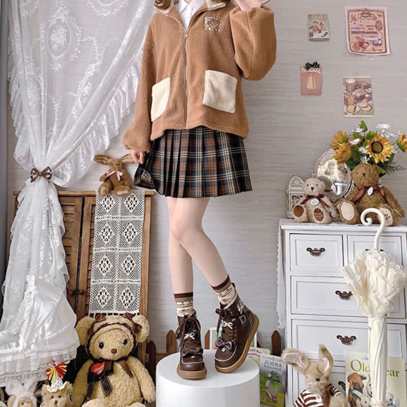 Bow Knot Button Bear Lolita Martin Boots