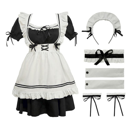 Lolita Seven Piece Ruffled Maid Dress