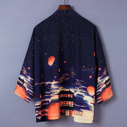 Vintage Laternen Nacht Cardigan Kimono Oberbekleidung