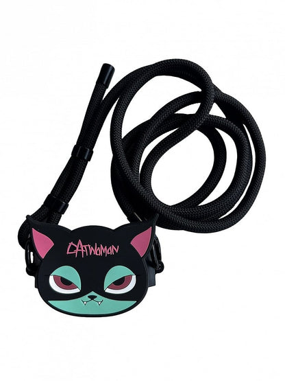 Gothic Green Mobile Black Strap and Clip Cat Pink Phone Back Crossbody With